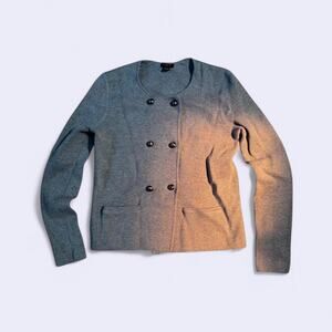 timeless elegant preppy merino wool Ann Taylor grey sweater women's size small